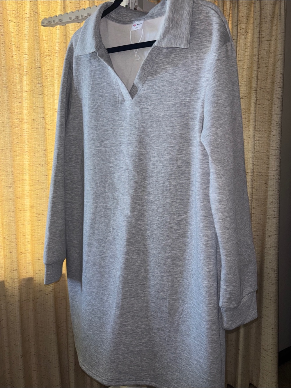 Grey Long Sleeve Polo Shirt Dress
